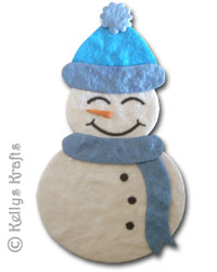 Mulberry Die Cut Snowman with Blue Scarf + Hat