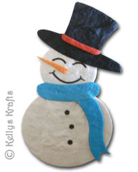 Mulberry Die Cut Snowman with Black Hat + Blue Scarf