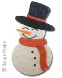 Mulberry Die Cut Snowman with Black Hat + Red Scarf