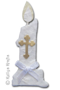 Mulberry Candle with Gold Cross and White Bow