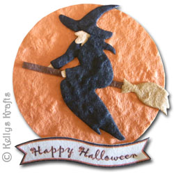 Black/Orange Mulberry Die Cut Witch, Happy Halloween