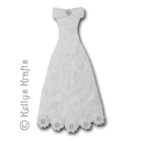 Mulberry Party Dress Die Cut Shape - White with White Flowers
