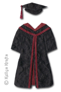 Mulberry Graduation Gown + Cap, Black/Burgundy