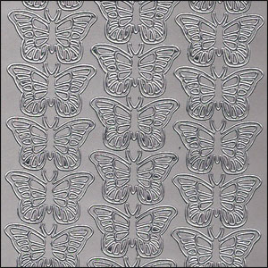 Butterfly, Silver Peel Off Stickers (1 sheet)