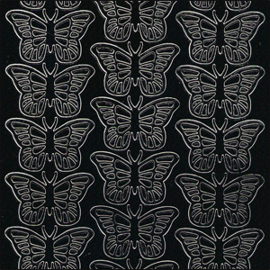 Butterfly, Black Peel Off Stickers (1 sheet)