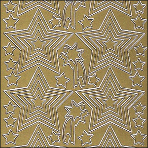 Nested/Layered Stars, Gold Peel Off Stickers (1 sheet)