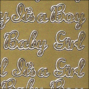 Girl with Booties & Dummy Peel-Off Stickers 'New Baby Boy Gold or Silver 