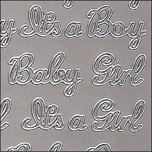 Baby Boy/Girl, Silver Peel Off Stickers (1 sheet)