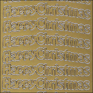Happy Christmas, Gold Peel Off Stickers (1 sheet)