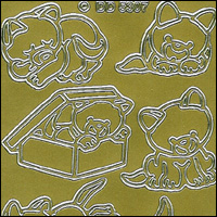 Cats + Kittens, Gold Peel Off Stickers (1 sheet)