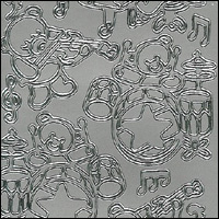 Musical Teddies, Silver Peel Off Stickers (1 sheet)