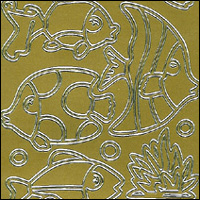 Fish Large, Gold Peel Off Stickers (1 sheet)