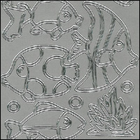 Fish Large, Silver Peel Off Stickers (1 sheet)