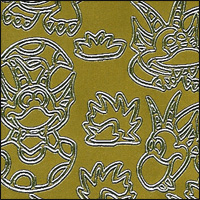 Dragon, Gold Peel Off Stickers (1 sheet)