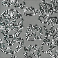 Dragon, Silver Peel Off Stickers (1 sheet)
