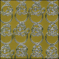 Easter Chicks, Gold Peel Off Stickers (1 sheet)