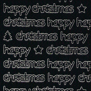 Happy Christmas Words, Black Peel Off Stickers (1 sheet)