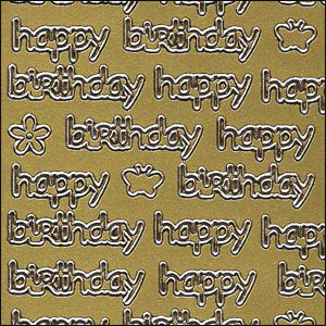 BD9 Mixed Happy Birthday Peel Off Stickers Dots Hearts Black Gold Silver 1-1.5cm 