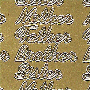 Mother/Father & Brother/Sister, Gold Peel Off Stickers (1 sheet)