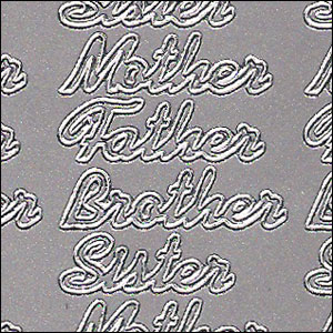 Mother/Father & Brother/Sister, Silver Peel Off Stickers (1 sheet)