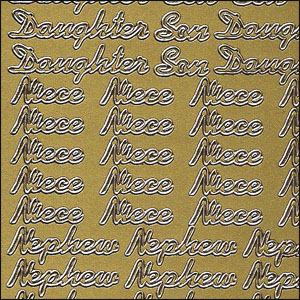 Son/Daughter & Niece/Nephew, Gold Peel Off Stickers (1 sheet)