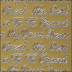Great, Dear, Grand, Best, Gold Peel Off Stickers (1 sheet)