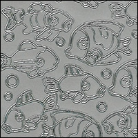 Fish, Silver Peel Off Stickers (1 sheet)