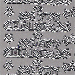 Merry Christmas, Silver Peel Off Stickers (1 sheet)