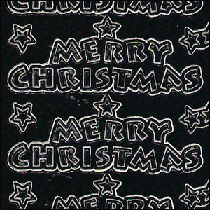 Merry Christmas, Black Peel Off Stickers (1 sheet)