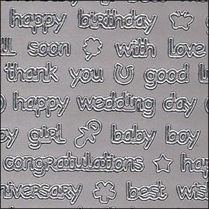 Mixed Greetings, Silver Peel Off Stickers (1 sheet)