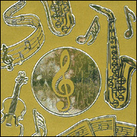 Music Instruments, Gold/Gold Peel Off Stickers (1 sheet)