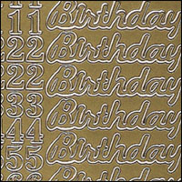 (image for) Birthday and Special Numbers, Gold Peel Off Stickers (1 sheet)