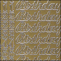 (image for) Birthday and Special Numbers, Gold Peel Off Stickers (1 sheet)