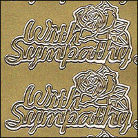 With Sympathy, Gold Peel Off Stickers (1 sheet)