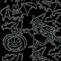 Halloween Images + Word, Black Peel Off Stickers (1 sheet)