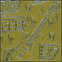 Guitar & Music, Gold Peel Off Stickers (1 sheet)