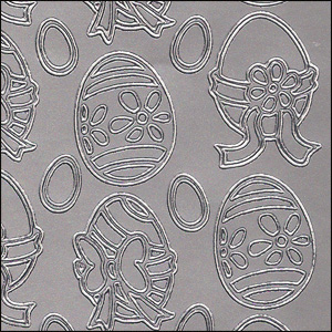 Easter Eggs, Silver Peel Off Stickers (1 sheet)