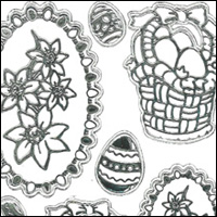 Easter Eggs, Transparent/Silver Peel Off Stickers (1 sheet)