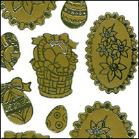 Easter Eggs, Gold/Gold Peel Off Stickers (1 sheet)