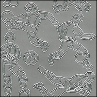 Football Players, Silver Peel Off Stickers (1 sheet)