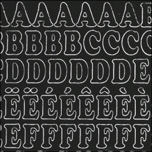 Uppercase Letters, Black Peel Off Stickers (1 sheet)