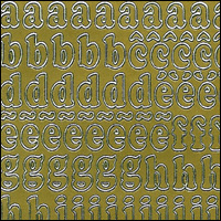 Lowercase Letters, Gold Peel Off Stickers (1 sheet)