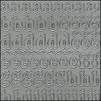 Lowercase Letters, Silver Peel Off Stickers (1 sheet)