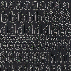 Lowercase Letters, Black Peel Off Stickers (1 sheet)