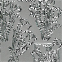 Tulips, Silver Peel Off Stickers (1 sheet)