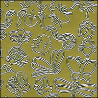 Bugs & Creepy Crawlies, Gold Peel Off Stickers (1 sheet)
