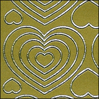 Nested Love Hearts, Gold Peel Off Stickers (1 sheet)