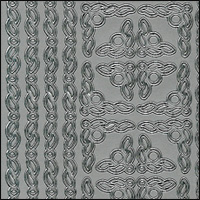 Ornamental Borders, Silver Peel Off Stickers (1 sheet)