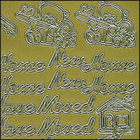 New Home/We Have Moved, Gold Peel Off Stickers (1 sheet)