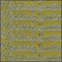 Wedding Invitation, Gold Peel Off Stickers (1 sheet)